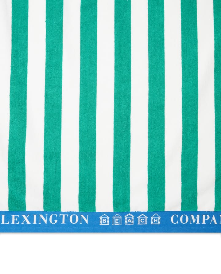 Serviette de plage Striped Cotton Terry 100x180 cm, Vert-bleu-blanc Lexington