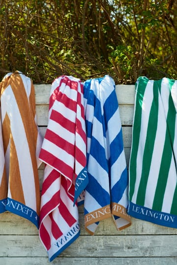Serviette de plage Striped Cotton Terry 100x180 cm - Vert-bleu-blanc - Lexington