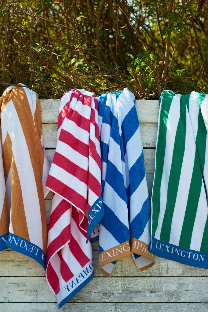 Serviette de plage Striped Cotton Terry 100x180 cm, Vert-bleu-blanc Lexington