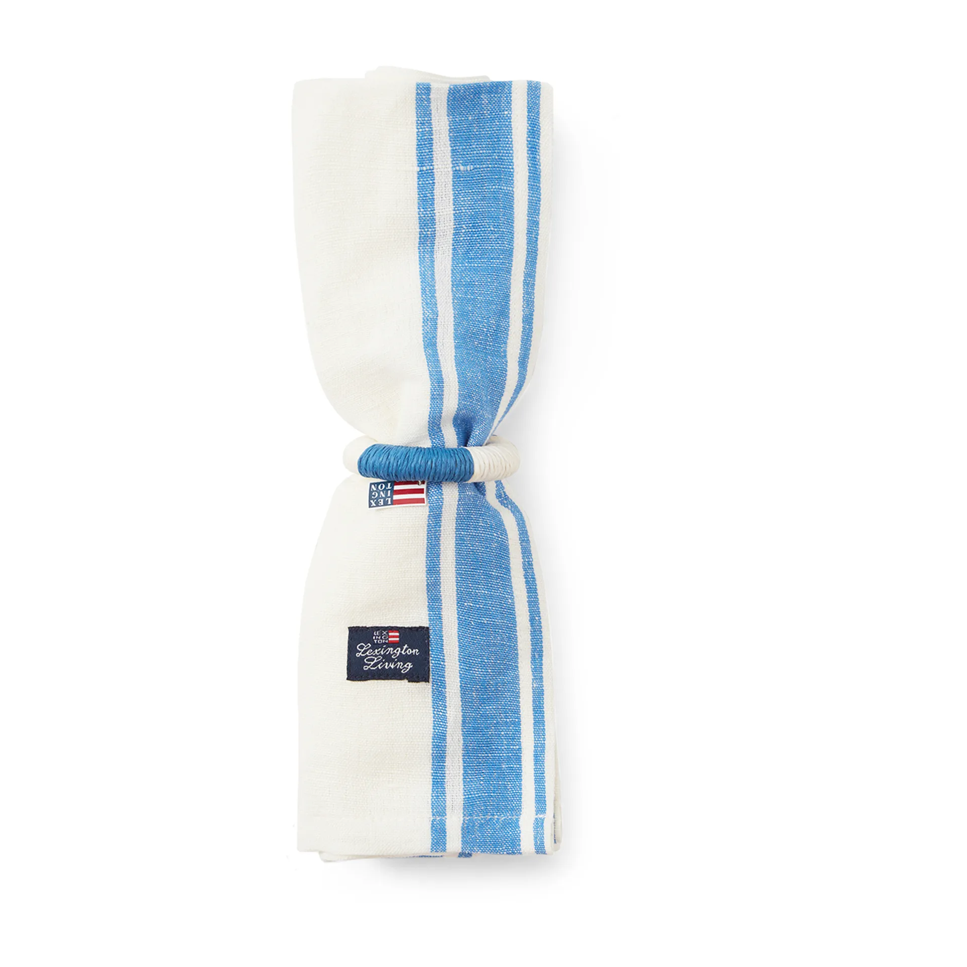 Serviette de table Linen Cotton Side Stripes 50x50 cm, Bleu-blanc Lexington