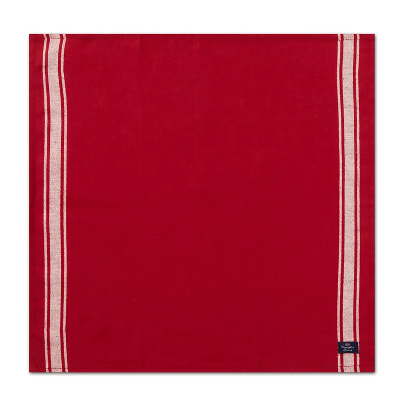 Serviette de table Side Striped Cotton Linen 50x50 cm, Rouge-blanc Lexington