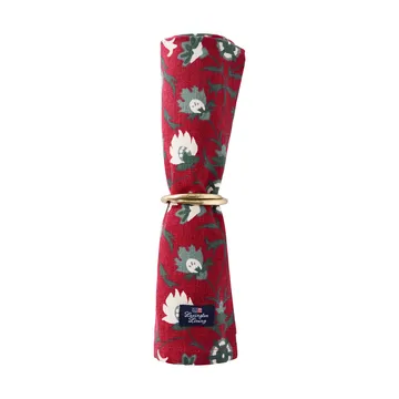Serviette en coton biologique Flower printed - Red-beige-green - Lexington