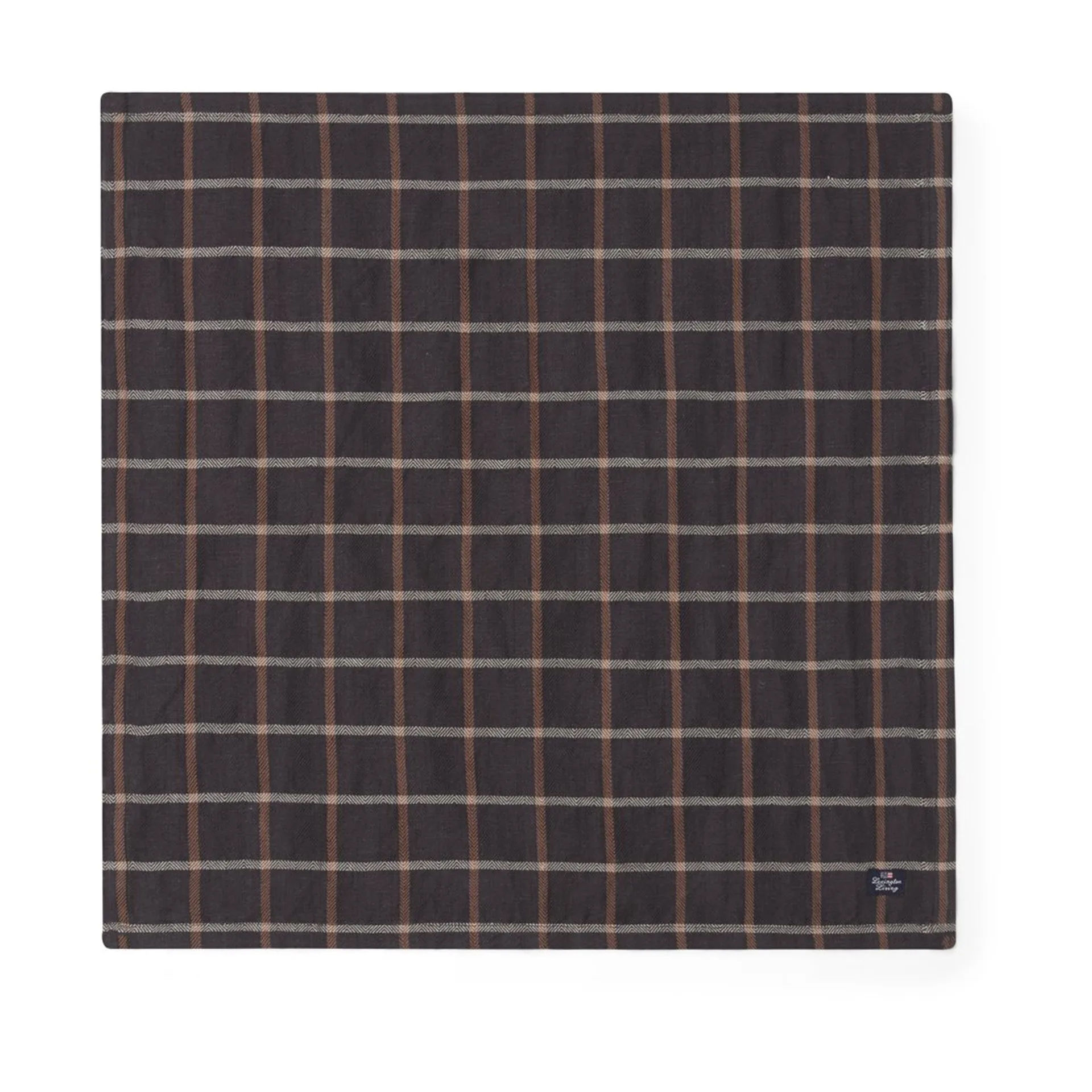 Serviette en tissu Checked Cotton Linen 50x50 cm, Dark gray-beige Lexington