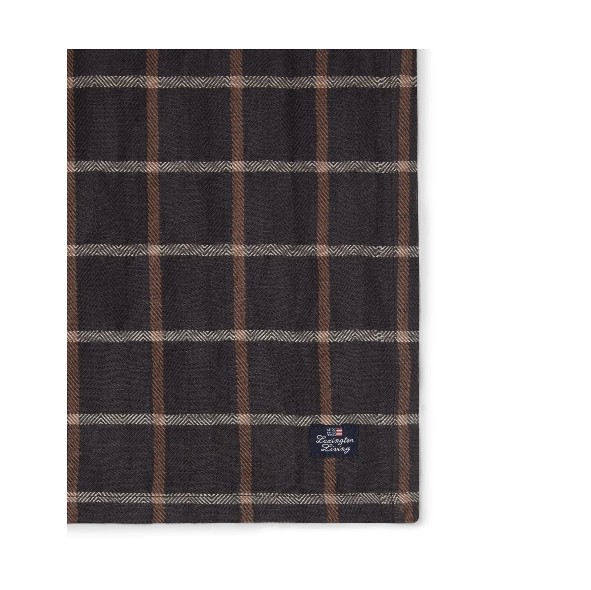 Serviette en tissu Checked Cotton Linen 50x50 cm, Dark gray-beige Lexington