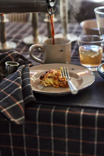 Serviette en tissu Checked Cotton Linen 50x50 cm - Dark gray-beige - Lexington