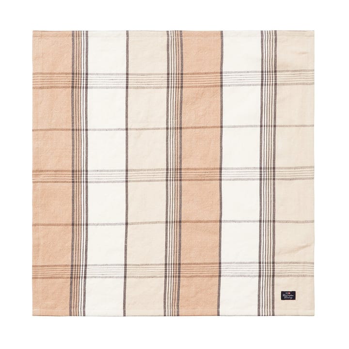 Serviette en tissu Checked Linen/Cotton 50x50 cm - Beige - Lexington