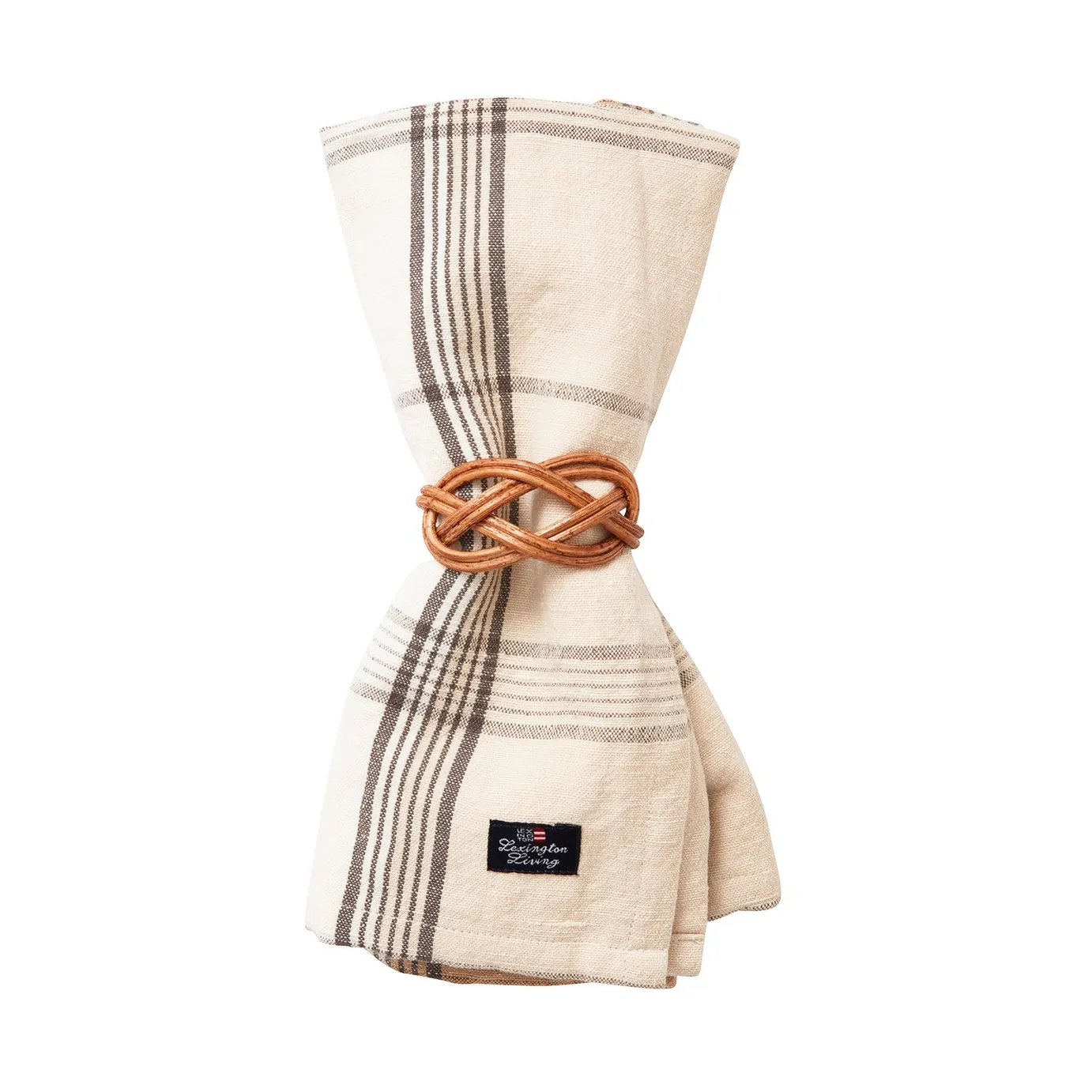 Serviette en tissu Checked Linen/Cotton 50x50 cm, Beige Lexington