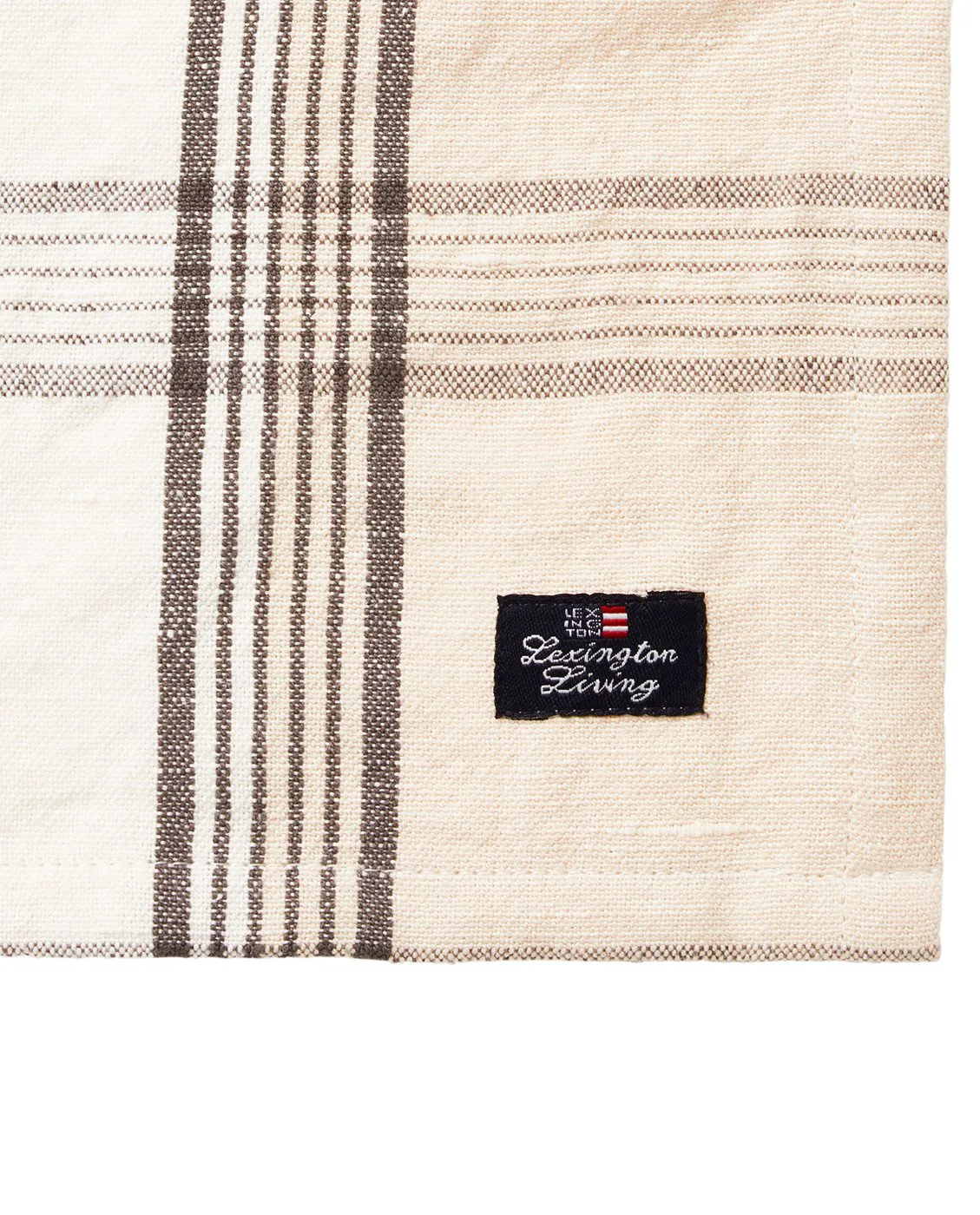 Serviette en tissu Checked Linen/Cotton 50x50 cm, Beige Lexington