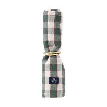 Serviette en tissu Checked Linen/Cotton 50x50 cm - Green-light beige-red - Lexington