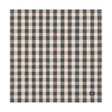 Serviette en tissu Checked Linen/Cotton 50x50 cm - Green-light beige-red - Lexington