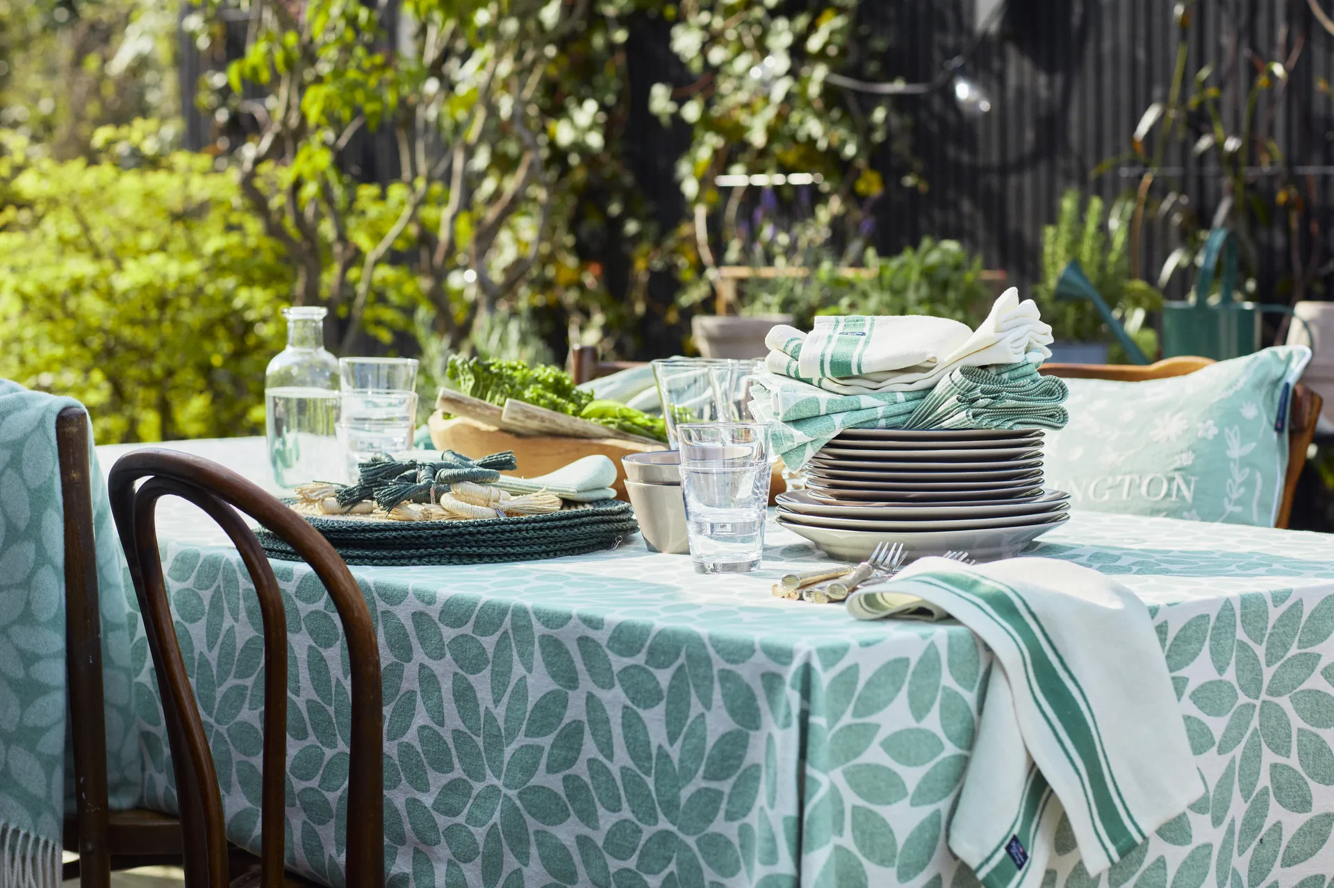 Serviette en tissu Side Stripes 50x50 cm, Vert Lexington