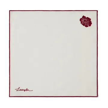 Serviette Flower linen-cotton 50x50 cm. - Blanc-rouge - Lexington