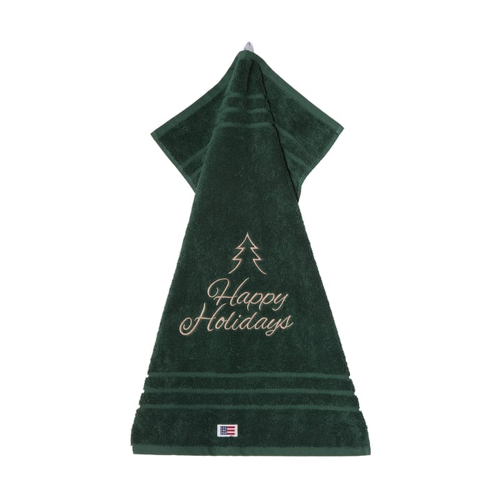Serviette Happy Holidays Juniper coton écologique 50x70 cm - Green-Light Beige - Lexington