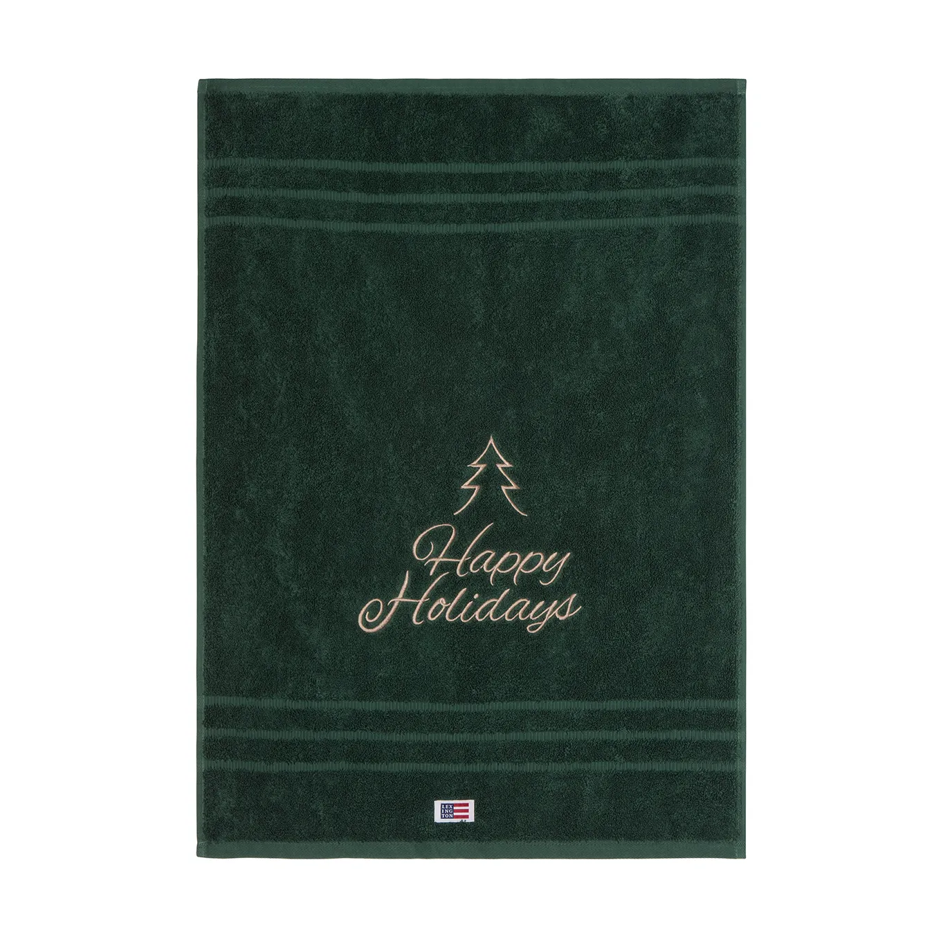 Serviette Happy Holidays Juniper coton écologique 50x70 cm, Green-Light Beige Lexington