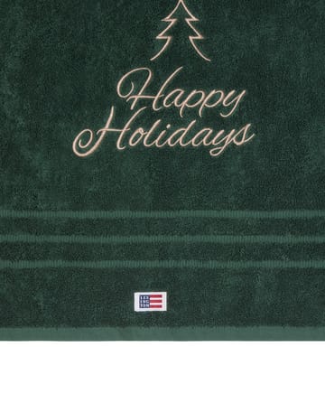 Serviette Happy Holidays Juniper coton écologique 50x70 cm - Green-Light Beige - Lexington