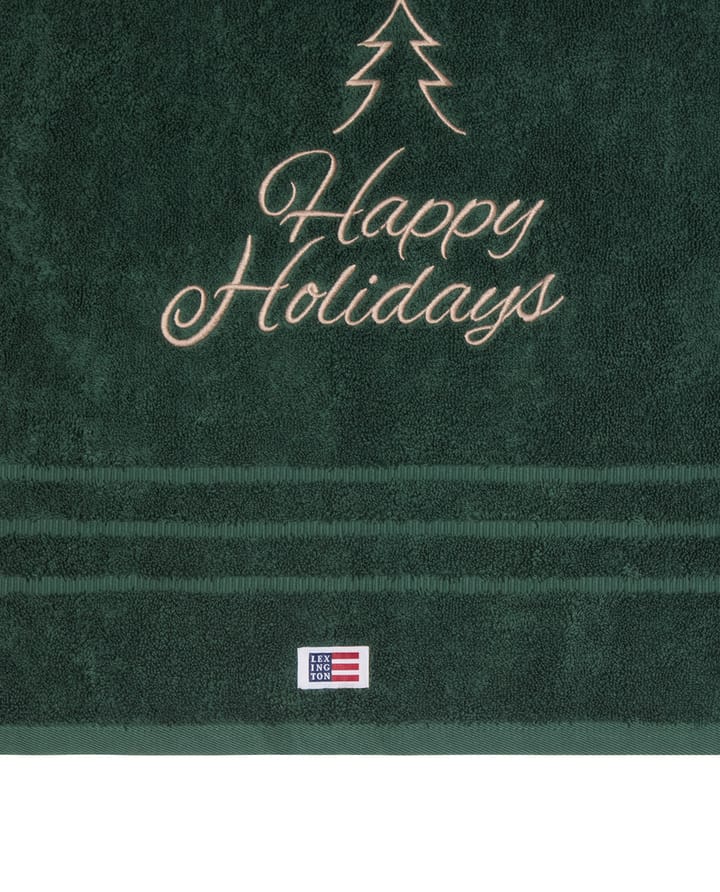 Serviette Happy Holidays Juniper coton écologique 50x70 cm, Green-Light Beige Lexington