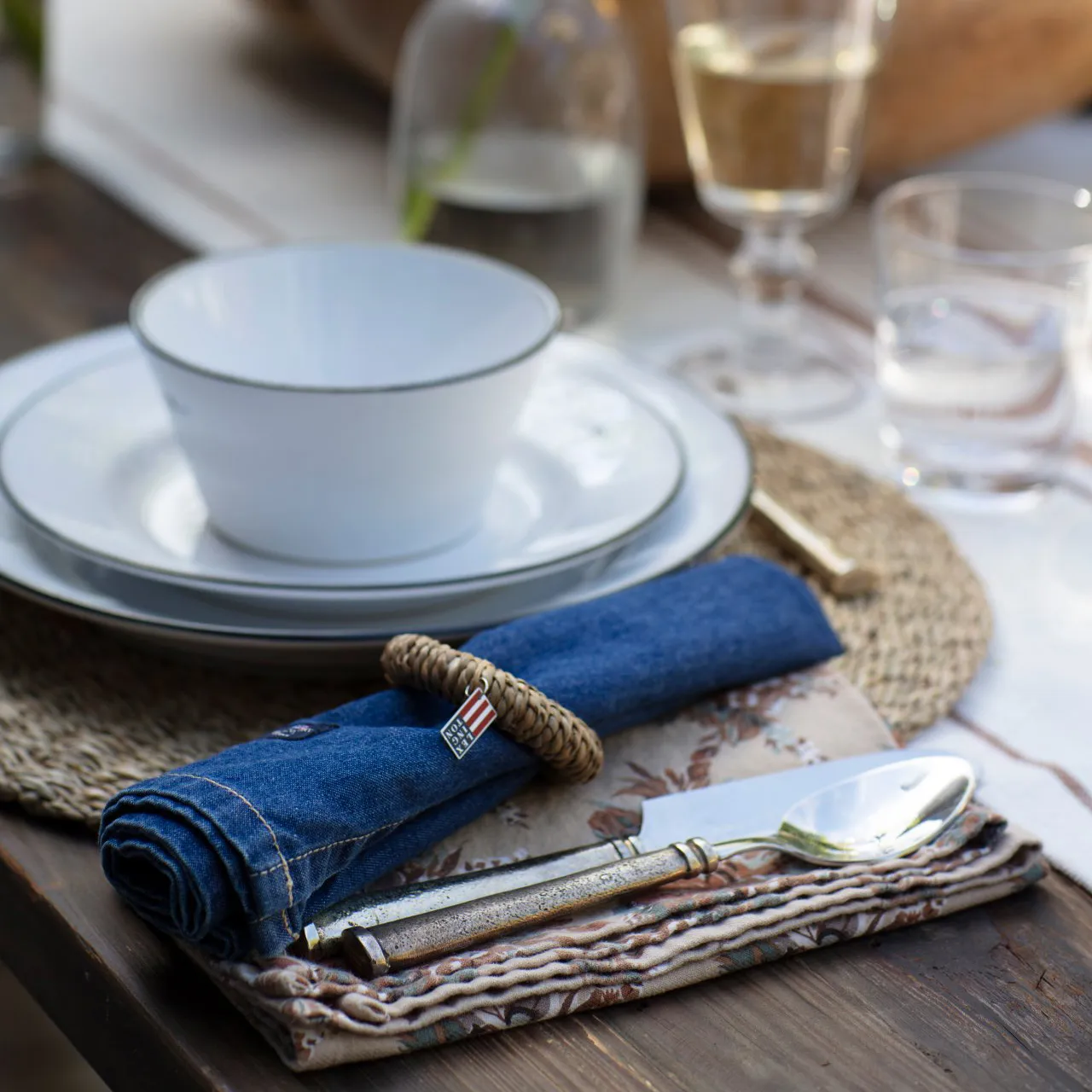 Serviette Icons Denim 50x50 cm, Denim blue Lexington