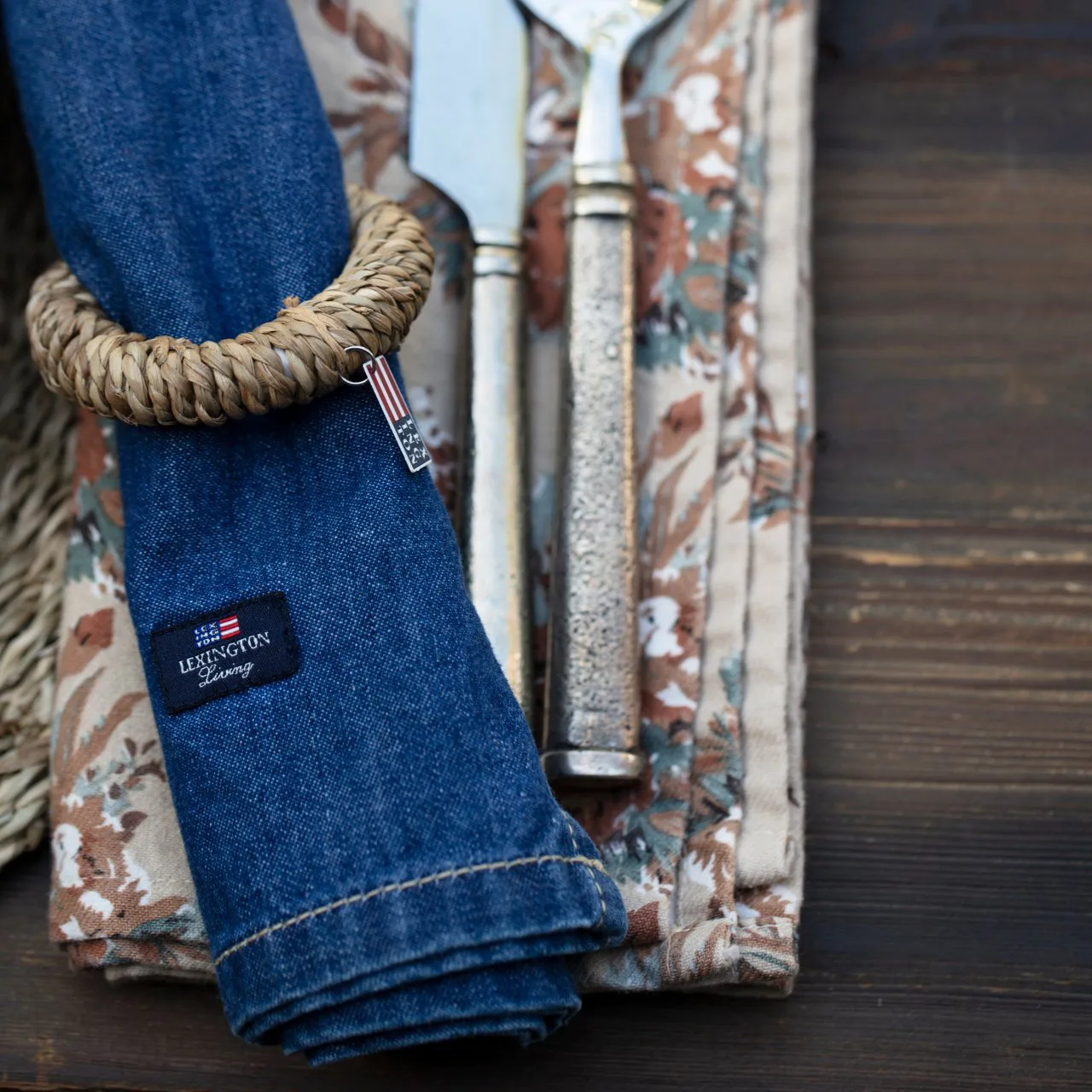 Serviette Icons Denim 50x50 cm, Denim blue Lexington