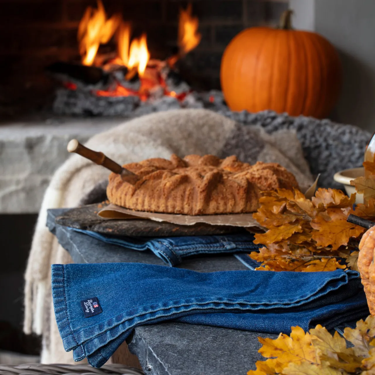 Serviette Icons Denim 50x50 cm, Denim blue Lexington