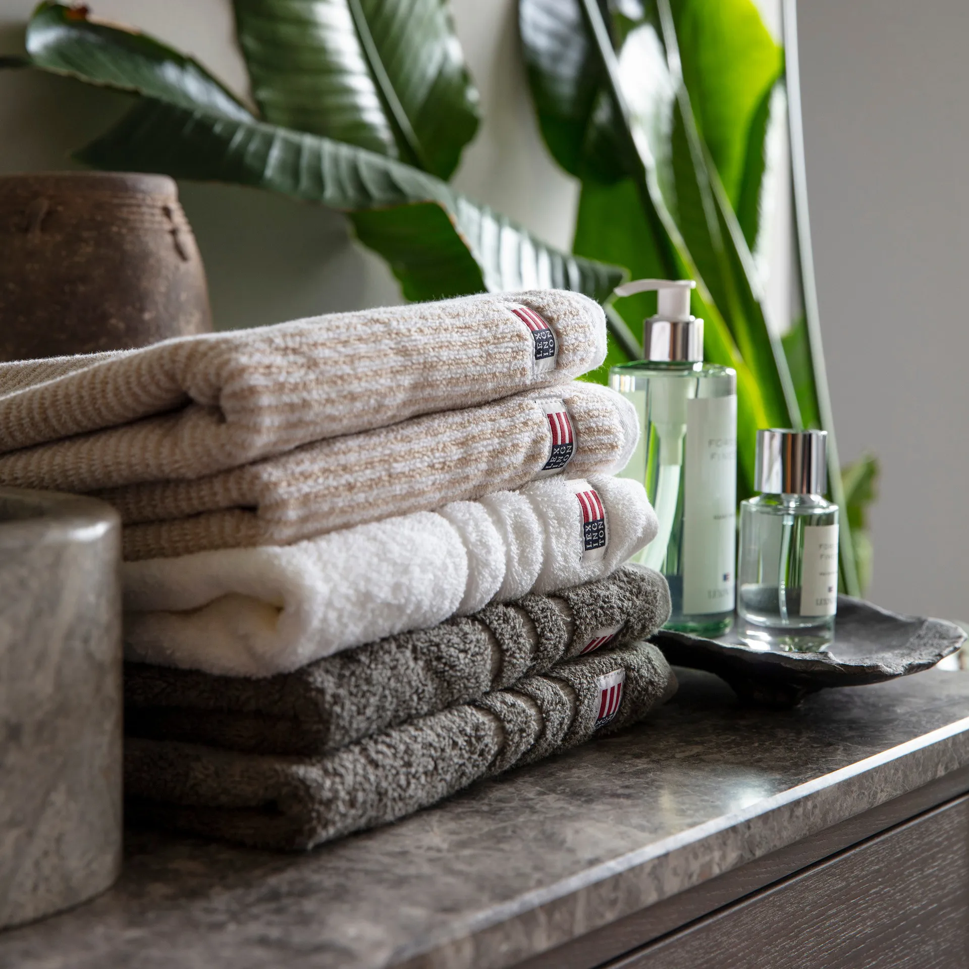 Serviette Icons Original Striped 50x70 cm, White-tan Lexington