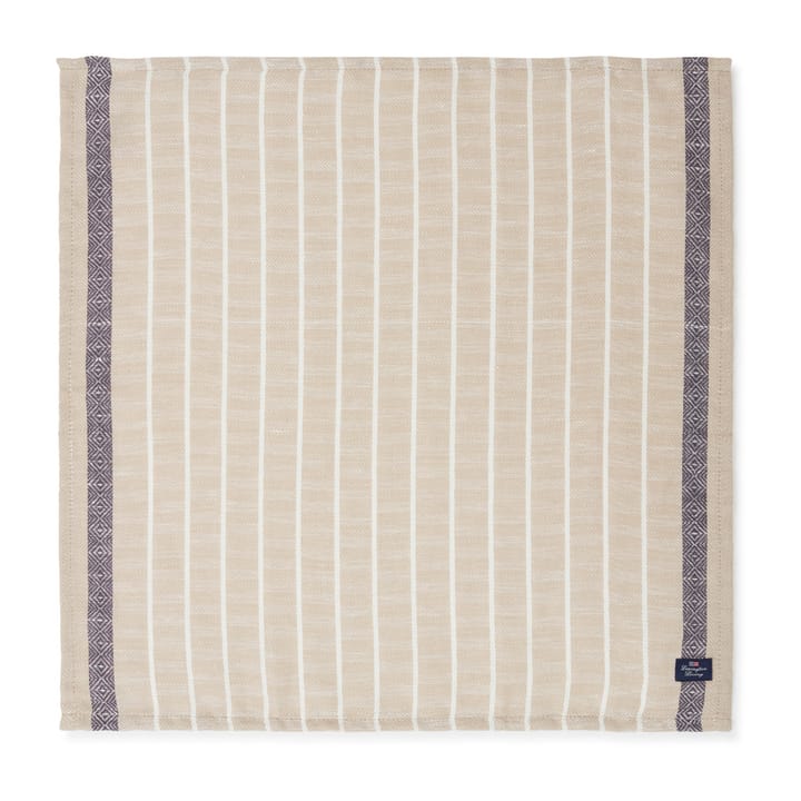 Serviette Organic Cotton Linen Jacquard 50x50 cm - Beige-dark gray - Lexington