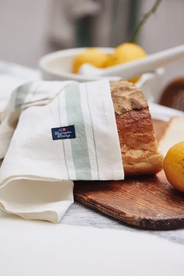 Serviette Side Striped Organic Cotton 50x50 cm - White-green - Lexington