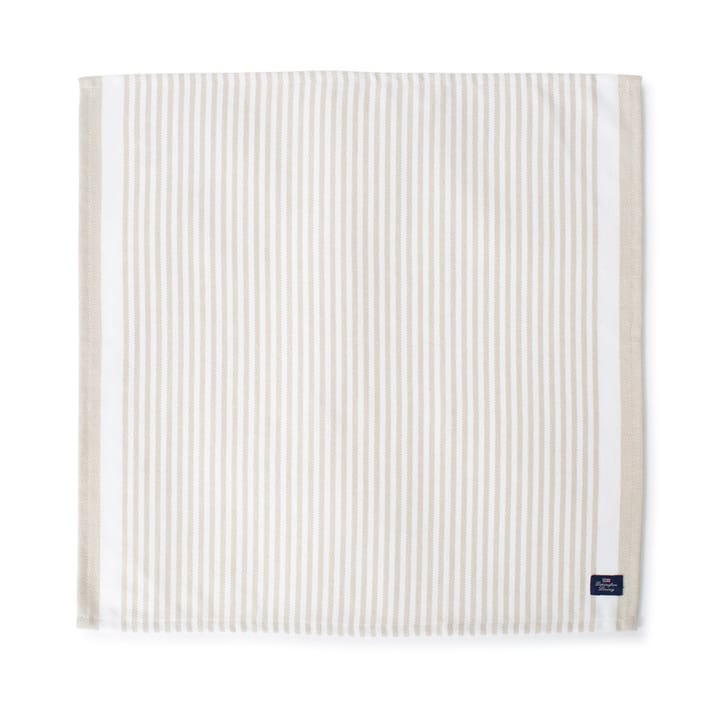 Serviette Striped Cotton Twill 50x50 cm - Beige clair-blanc - Lexington