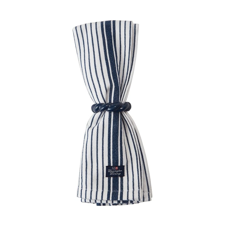 Serviette Striped Organic Cotton 50x50 cm - Navy - Lexington