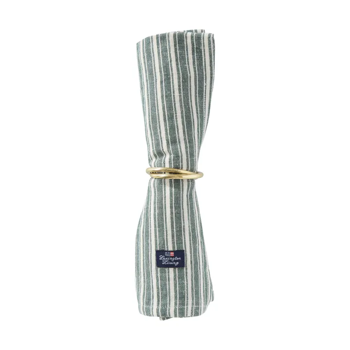 Serviettes en lin Striped - Green-light beige, 50x50 cm - Lexington