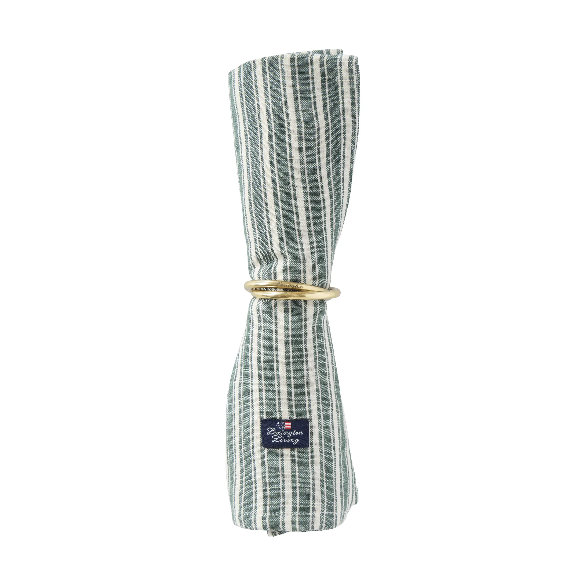 Lexington Serviettes en lin Striped Green-light beige, 50x50 cm Lexington Serviettes en lin Striped Green-light beige, 50x50 cm