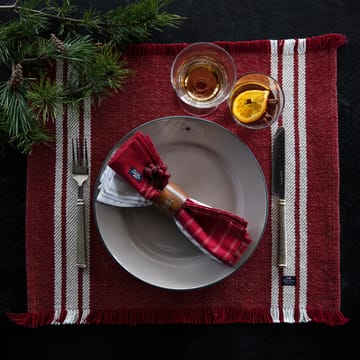 Set de table avec franges Striped 40x50 cm - Rouge-blanc - Lexington