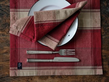 Set de table Checked linen-cotton 40 x 50 cm - Rouge-beige - Lexington
