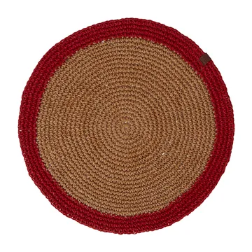 Set de table Round Recycled Paper Straw Ø38 - Beige-rouge - Lexington