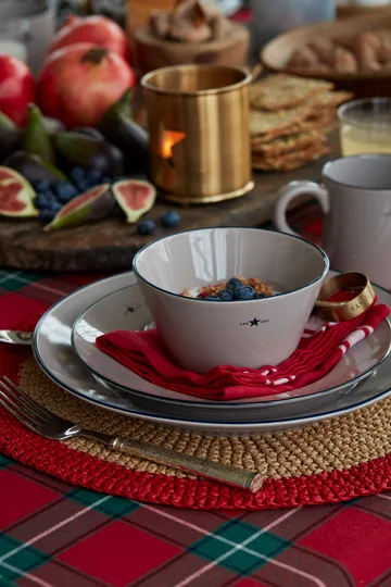 Set de table Round Recycled Paper Straw Ø38 - Beige-rouge - Lexington