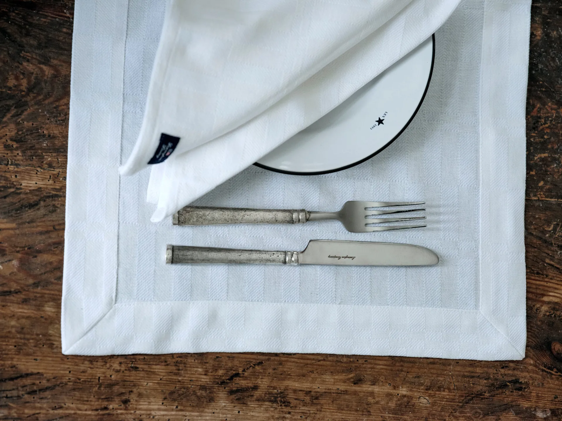 Set de table White jacquard cotton 40x50 cm., Blanc Lexington