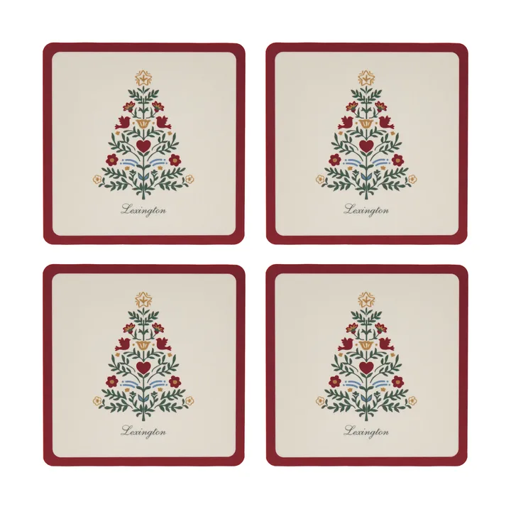 Sous-verres laminés Lexington - Red-light beige, 9x9 cm, lot de 4 - Lexington
