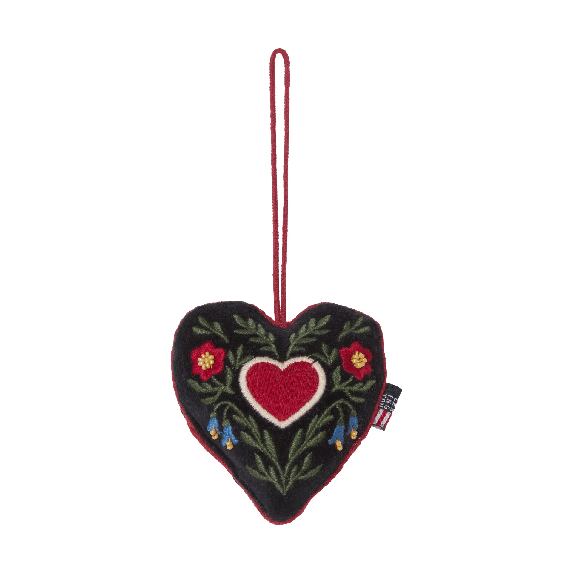 Suspension de Noël Heart en velours de coton biologique, Multi, 13x10x3 cm Lexington