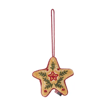 Suspension de Noël Star en velours de coton biologique - Multi, 10x11x3 cm - Lexington