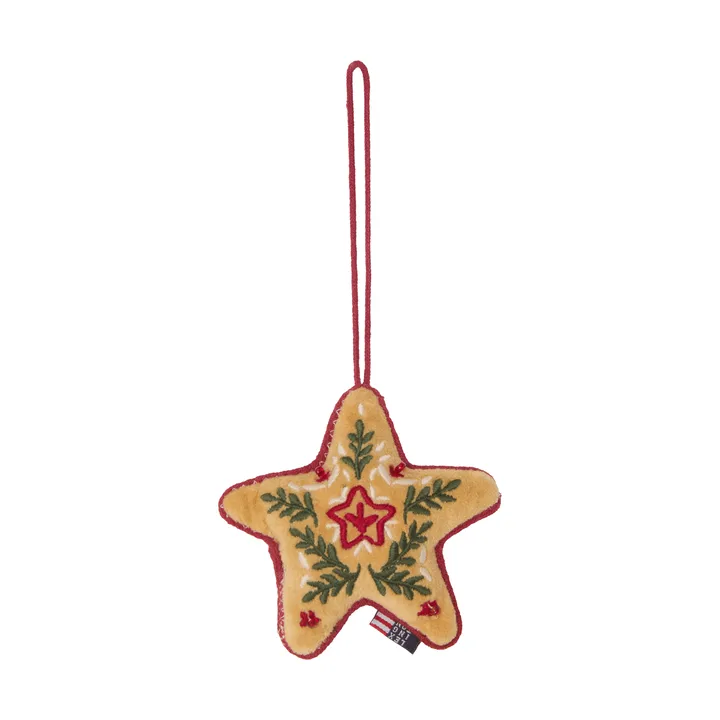 Suspension de Noël Star en velours de coton biologique - Multi, 10x11x3 cm - Lexington