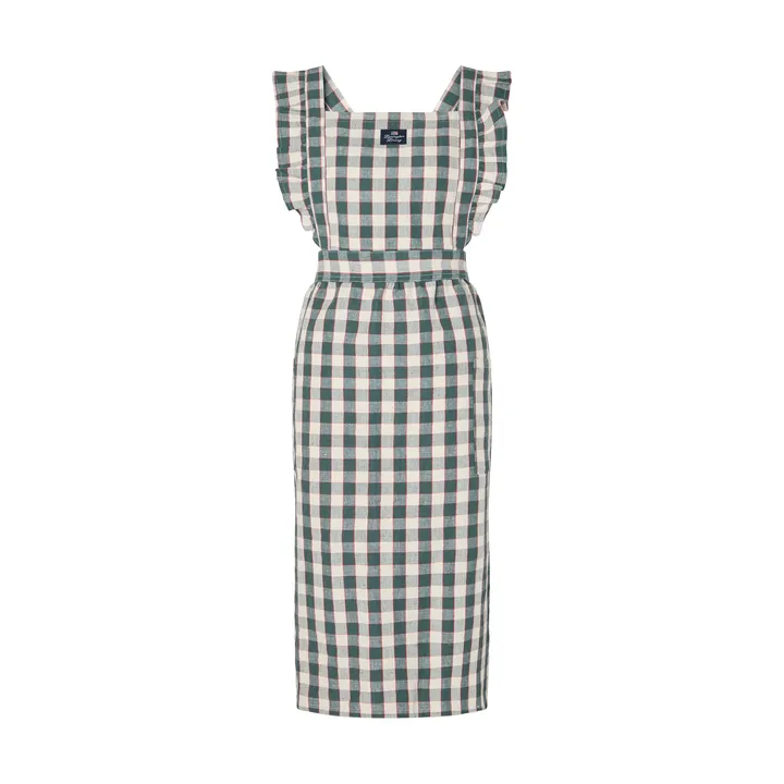 Tablier Checked cotton linen - Green-Light beige-red - Lexington
