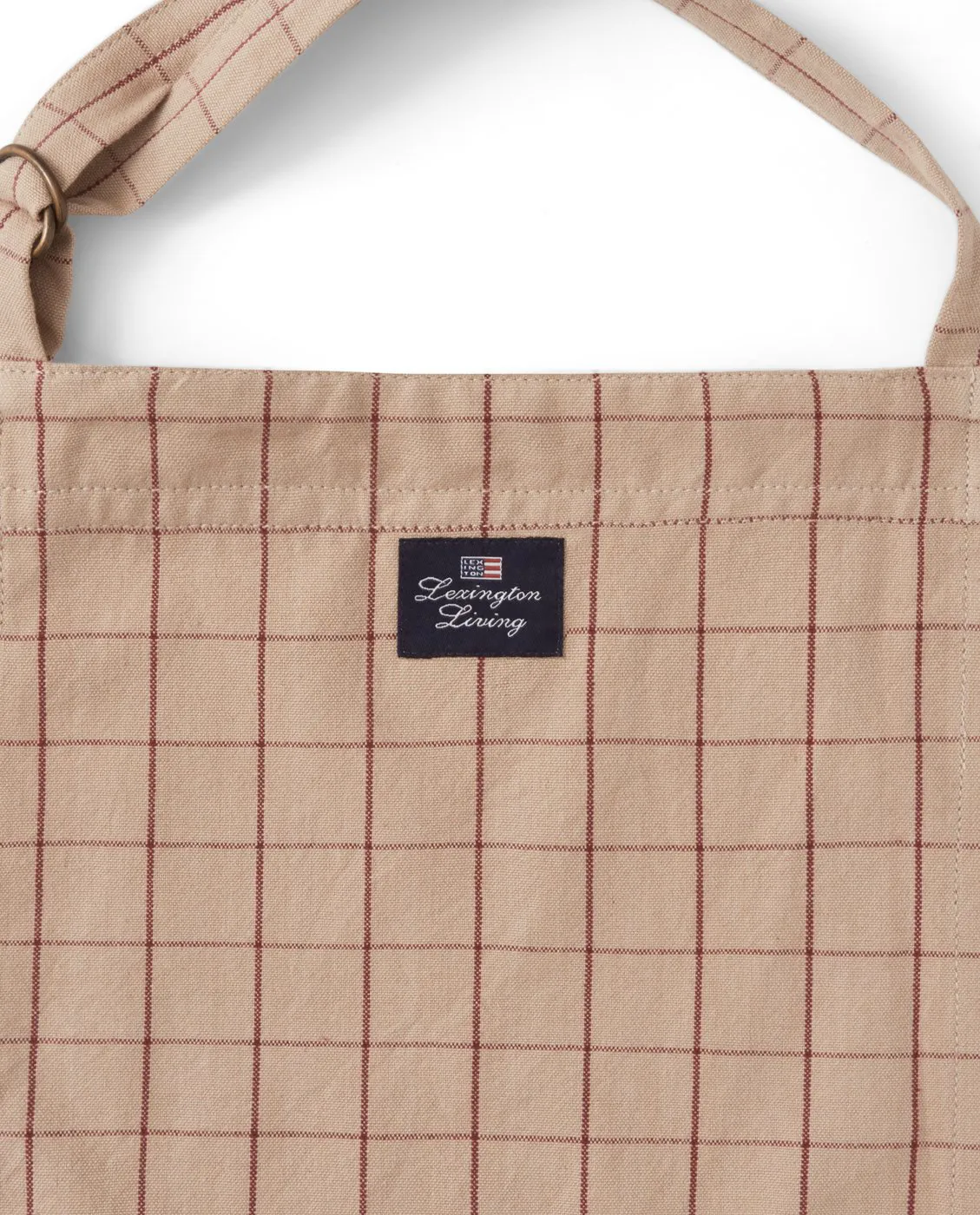 Tablier Checked Organic Cotton Oxford, Beige-red Lexington