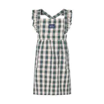 Tablier enfant Checked cotton linen - Green-Light beige-rouge, 4-6 ans - Lexington