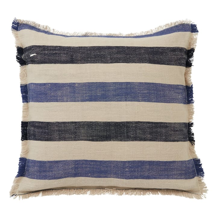 Taie avec franges Striped 50x50 cm - Beige-bleu - Lexington