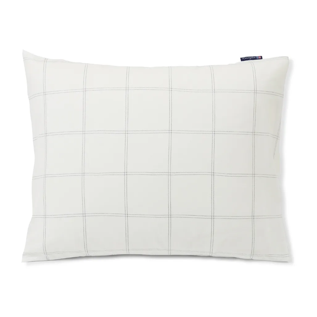 Taie d’oreiller Checked coton-lyocell 50x60 cm, Off white-dark blue Lexington