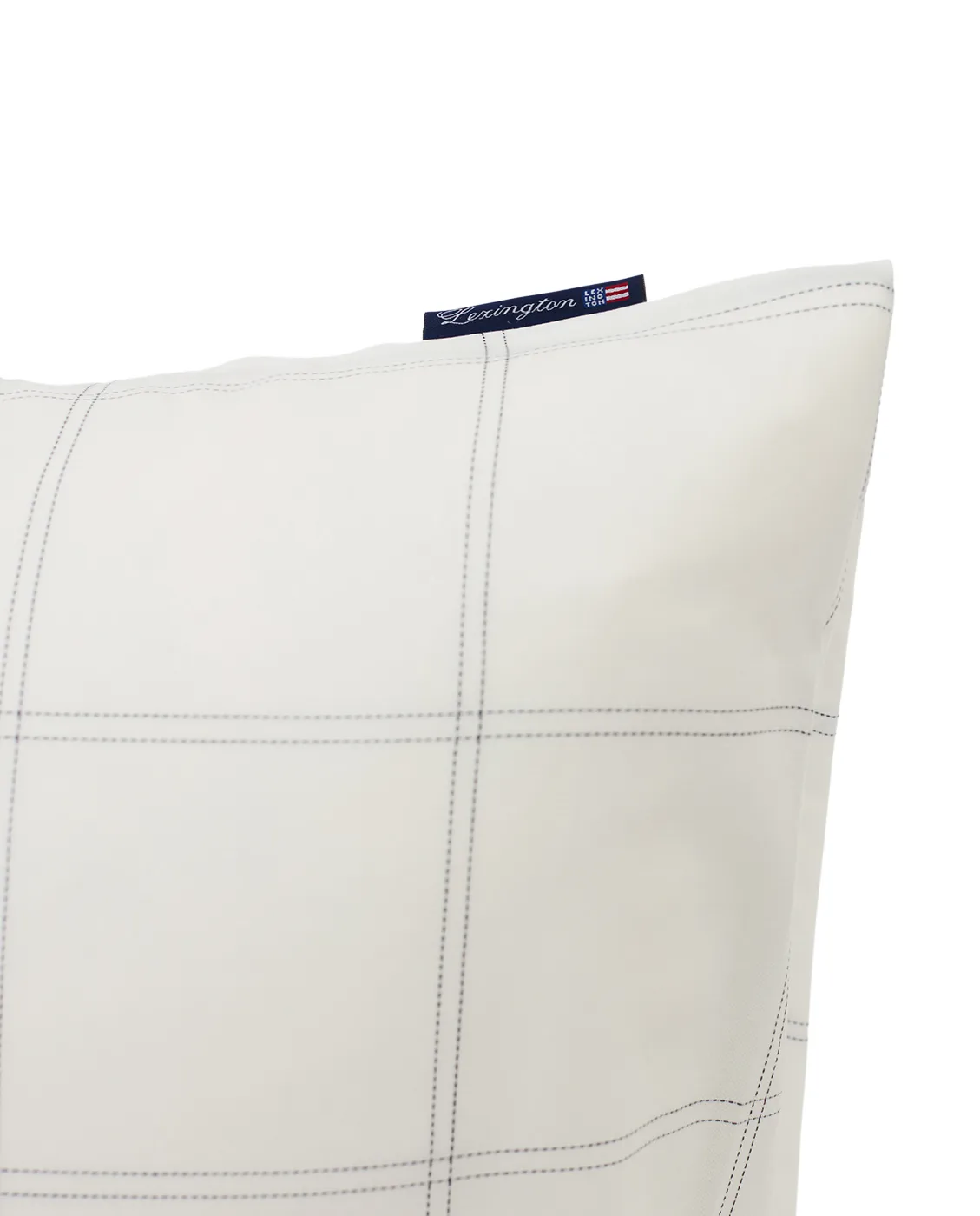 Taie d’oreiller Checked coton-lyocell 50x60 cm, Off white-dark blue Lexington