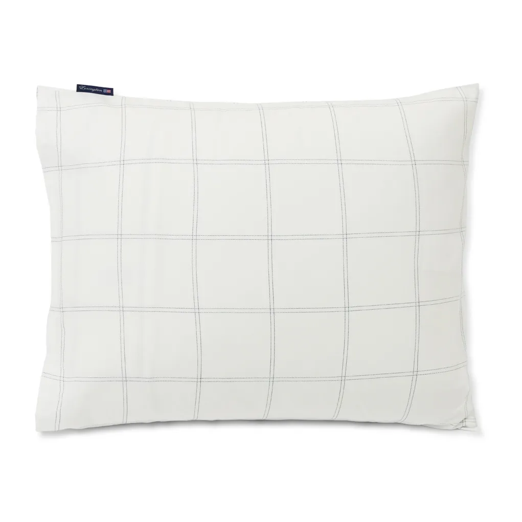 Taie d’oreiller Checked coton-lyocell 50x90 cm, Off white-dark blue Lexington