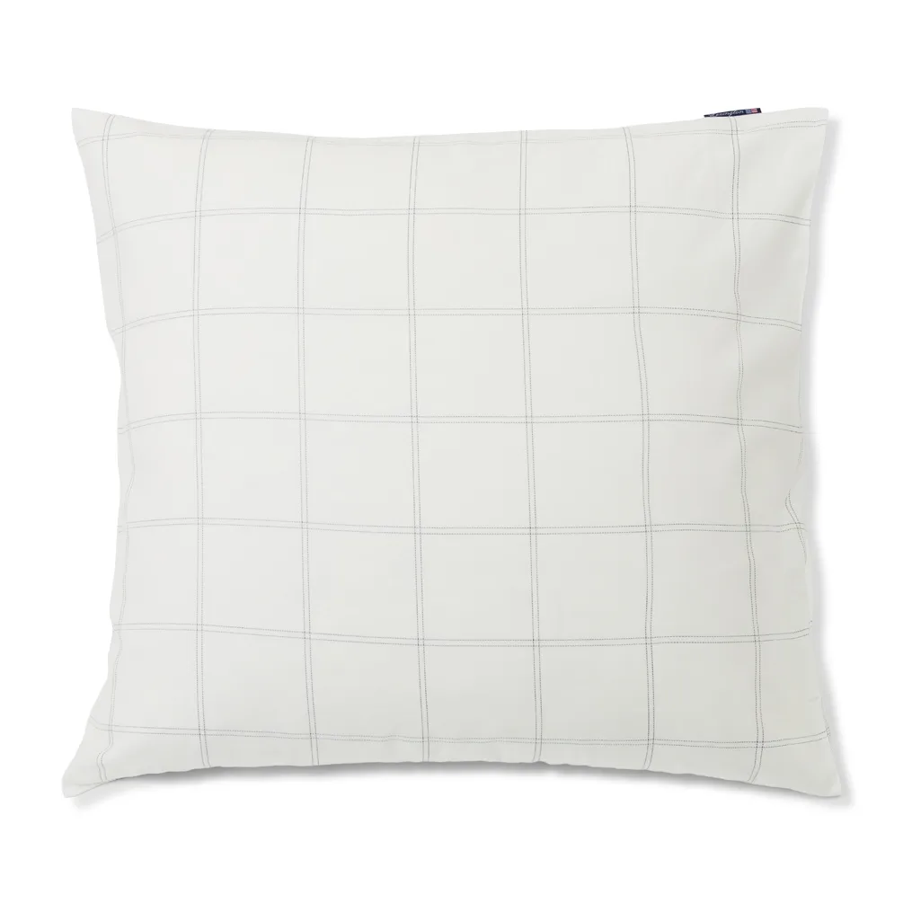 Taie d’oreiller Checked coton-lyocell 65x65 cm, Off white-dark blue Lexington
