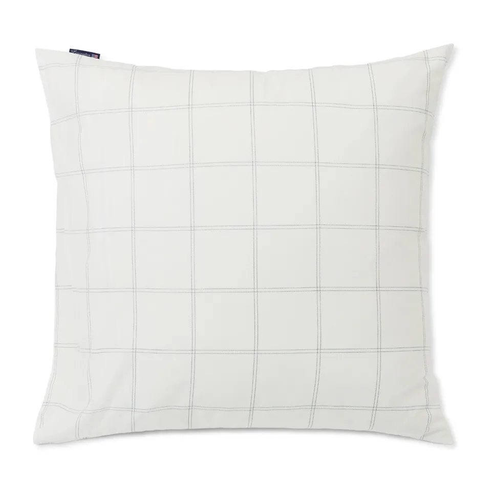 Taie d’oreiller Checked coton-lyocell 65x65 cm, Off white-dark blue Lexington
