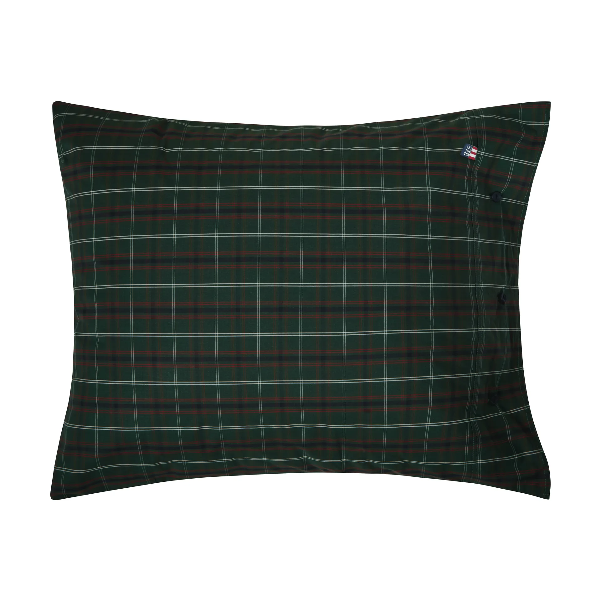 Taie d’oreiller Checked cotton percale, Green-navy, 50x60 cm Lexington