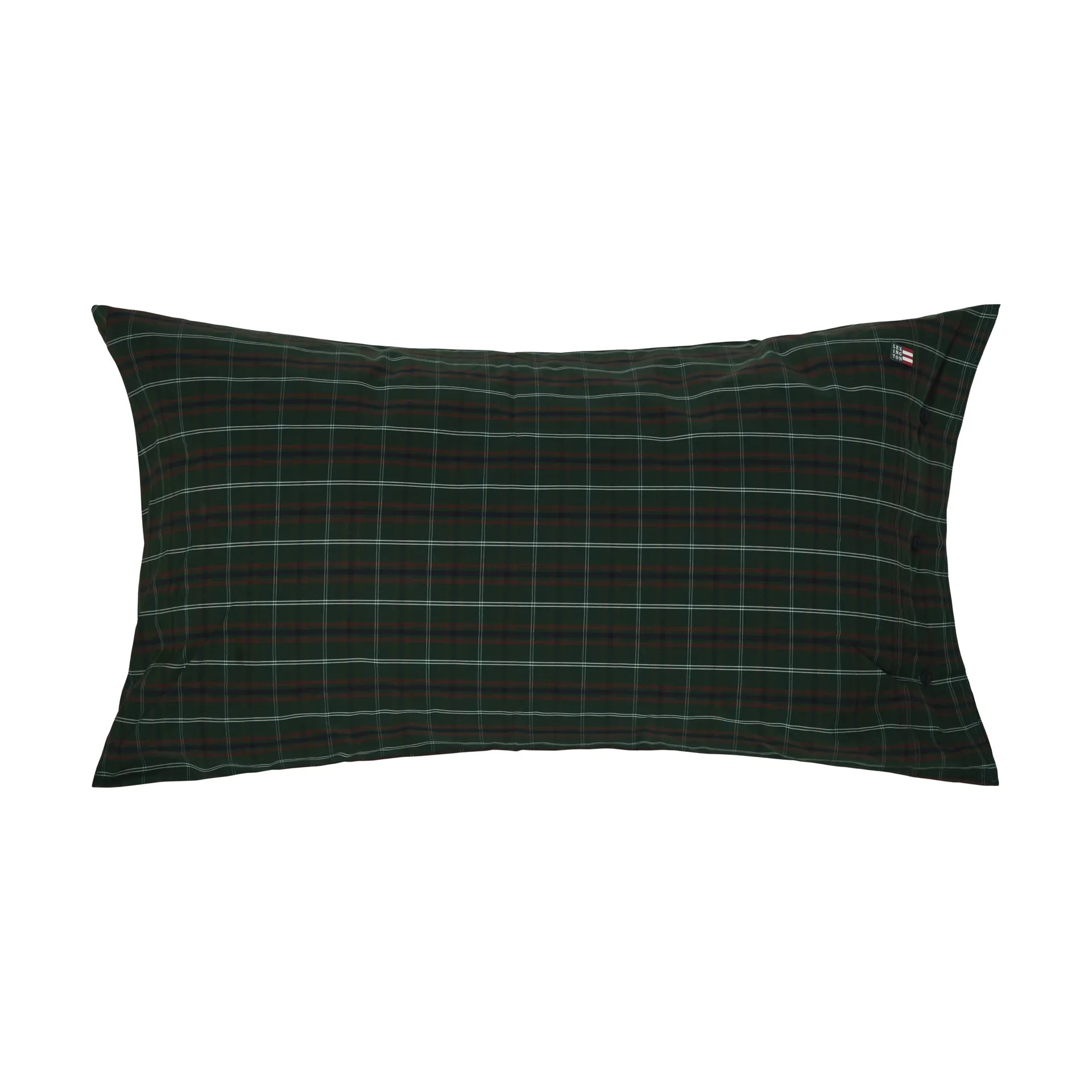 Taie d’oreiller Checked cotton percale, Green-navy, 50x90 cm Lexington